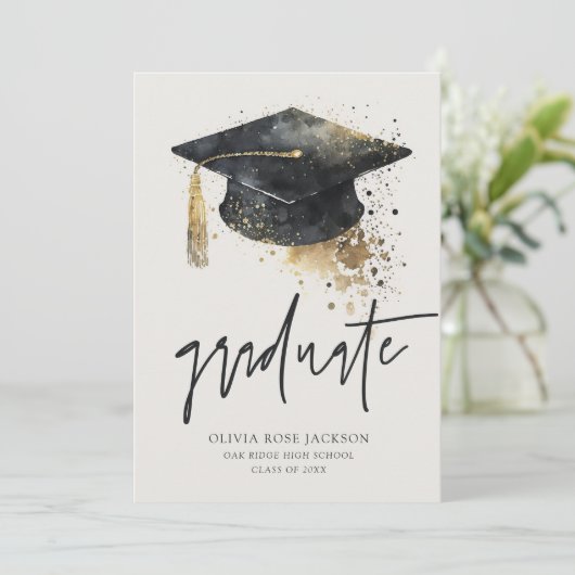 Faire-part Graduation manuscrite à la mode moderne (Debout devant)