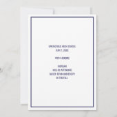 Faire-part Graduation Marine Bleu Blanc Revêtement simple pho (Dos)