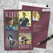 Faire-part Graduation Maron Metallic Photo Collage