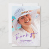 Faire-part Graduation Merci Grad Photo Violet Motif (Devant)