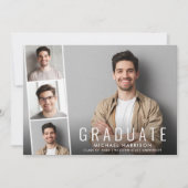 Faire-part Graduation minimale de la bande photo moderne (Devant)