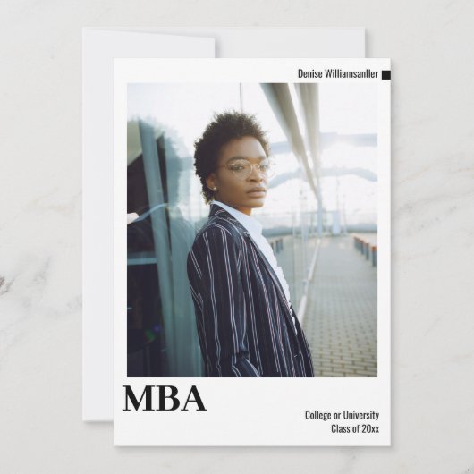 Faire-part Graduation minimale en MBA photo (Devant)