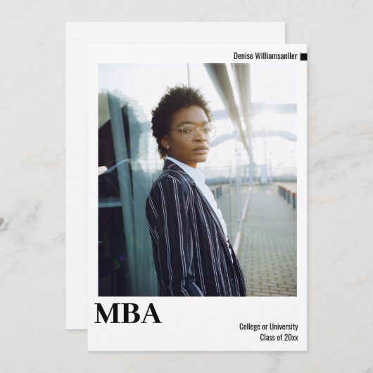 Faire-part Graduation minimale en MBA photo (Devant / Derrière)