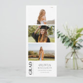 Faire-part Graduation minimaliste 3 Photo Strip (Debout devant)