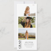 Faire-part Graduation minimaliste 3 Photo Strip (Dos)