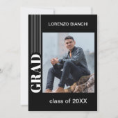 Faire-part Graduation minimaliste Noir Et Blanc (Devant)