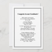 Faire-part Graduation minimaliste Noir Et Blanc (Dos)