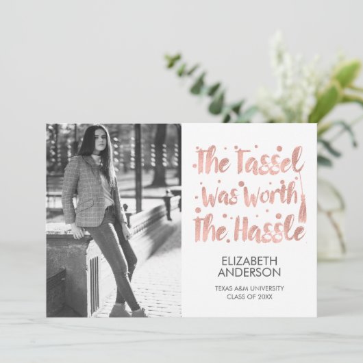 Faire-part Graduation minimaliste photo et bassel (Debout devant)