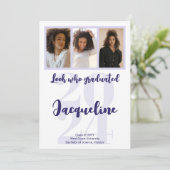 Faire-part Graduation Moderne 2025 Purple Script Photo Collag (Debout devant)