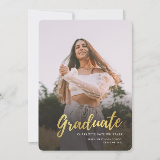 Faire-part Graduation Moderne 2025 Script Photo (Devant)