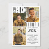 Faire-part Graduation moderne 3 Photos Typographie minimalist (Devant)