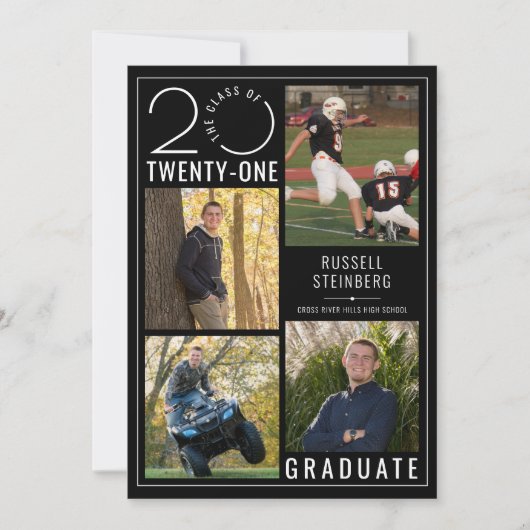 Faire-part Graduation moderne Black Styliste Année (Devant)