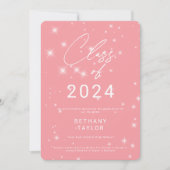 Faire-part Graduation moderne Blush Rose & White Sparkle (Devant)