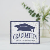 Faire-part Graduation moderne Elégant Marbre Bleu Bleu Photo (Debout devant)