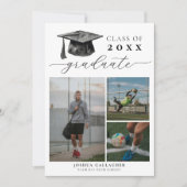 Faire-part Graduation moderne en noir et blanc Enregistrer la (Devant)