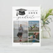 Faire-part Graduation moderne en noir et blanc Enregistrer la (Debout devant)