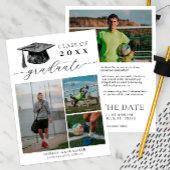 Faire-part Graduation moderne en noir et blanc Enregistrer la