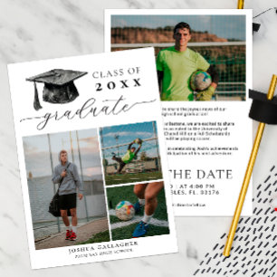 Faire-part Graduation moderne en noir et blanc Enregistrer la