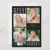 Faire-part Graduation moderne noir blanc 5 photo (Devant)