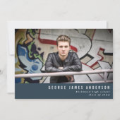 Faire-part Graduation moderne photo collage graphique marine  (Dos)