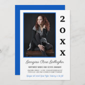 Faire-part Graduation Moderne Photo Simple Grad Year Blue (Devant / Derrière)