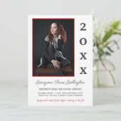 Faire-part Graduation Moderne Photo Simple Grad Year Red Grey (Debout devant)