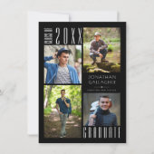Faire-part Graduation Moderne Sleek Quatre photos noir (Devant)