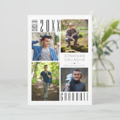 Faire-part Graduation Moderne Sleek Quatre Photos Noir Annonc (Debout devant)