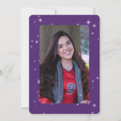 Faire-part Graduation moderne violet et blanc étincelant (Dos)