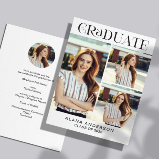 Faire-part Graduation Photo Announcement Modern Collage