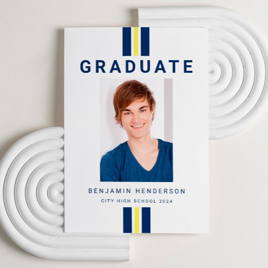 Faire-part Graduation photo bleu moderne