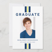 Faire-part Graduation photo bleu moderne (Devant)