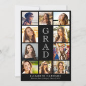 Faire-part Graduation Photo Collage Black (Devant)