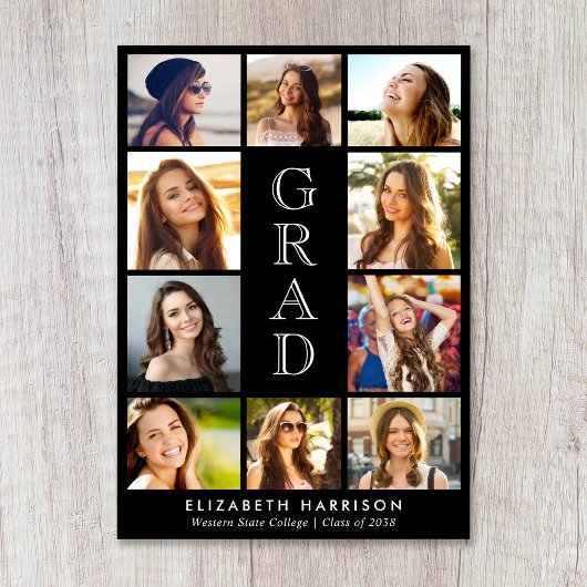 Faire-part Graduation Photo Collage Black