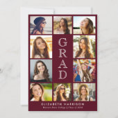 Faire-part Graduation Photo Collage Burgundy (Devant)