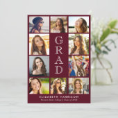 Faire-part Graduation Photo Collage Burgundy (Debout devant)
