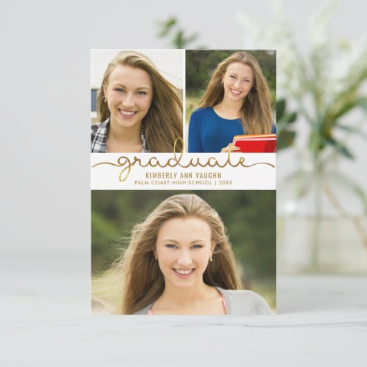 Faire-part Graduation Photo Collage Easy do-it-yourself Modèl (Debout devant)