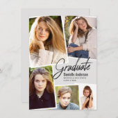Faire-part Graduation Photo Collage Marqueur moderne Script (Devant / Derrière)