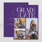 Faire-part Graduation Photo Collage Purple Graduate (Devant / Derrière)
