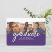 Faire-part Graduation Photo Collage Purple Silver Script (Debout devant)