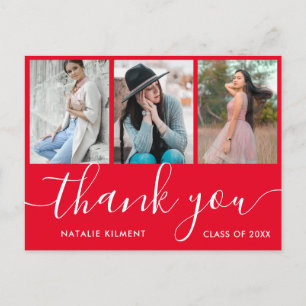 Faire-part Graduation Photo Collage Red Merci Carte postale