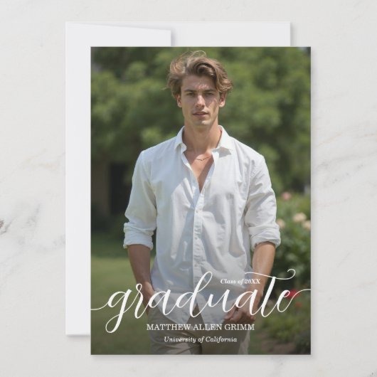 Faire-part Graduation photo de la superposition de script mod (Devant)