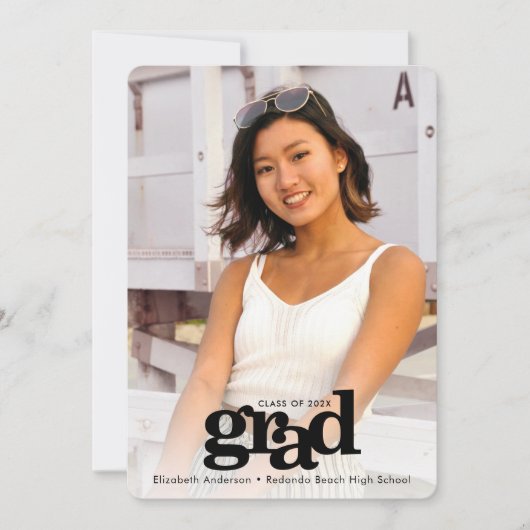 Faire-part Graduation photo hardi moderne simple typographie (Devant)