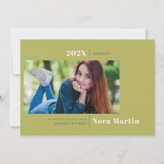 Faire-part Graduation photo minimaliste Avocado (Devant)