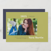 Faire-part Graduation photo minimaliste Avocado (Devant / Derrière)