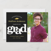 Faire-part Graduation photo moderne audacieuse typographie no (Devant)