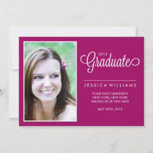 Faire-part Graduation photo moderne Chevrons {Fuchsia}