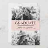 Faire-part Graduation photo moderne Edge Blush 2 (Devant)