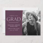 Faire-part Graduation photo moderne Edge violet (Devant)