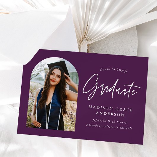 Faire-part Graduation photo moderne en arc violet